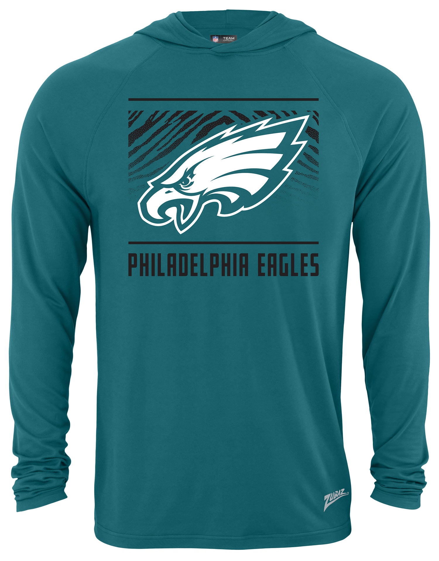 Zubaz NFL Men's Light Weight Team Color Hoodie, Alternate Tunnel Logo, Philadelphia Eagles