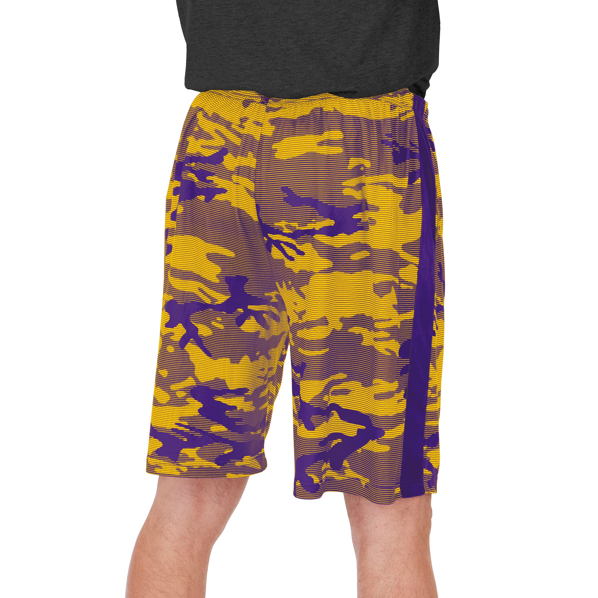 Zubaz Men's NFL Minnesota Vikings Lightweight Camo Lines Shorts with Logo