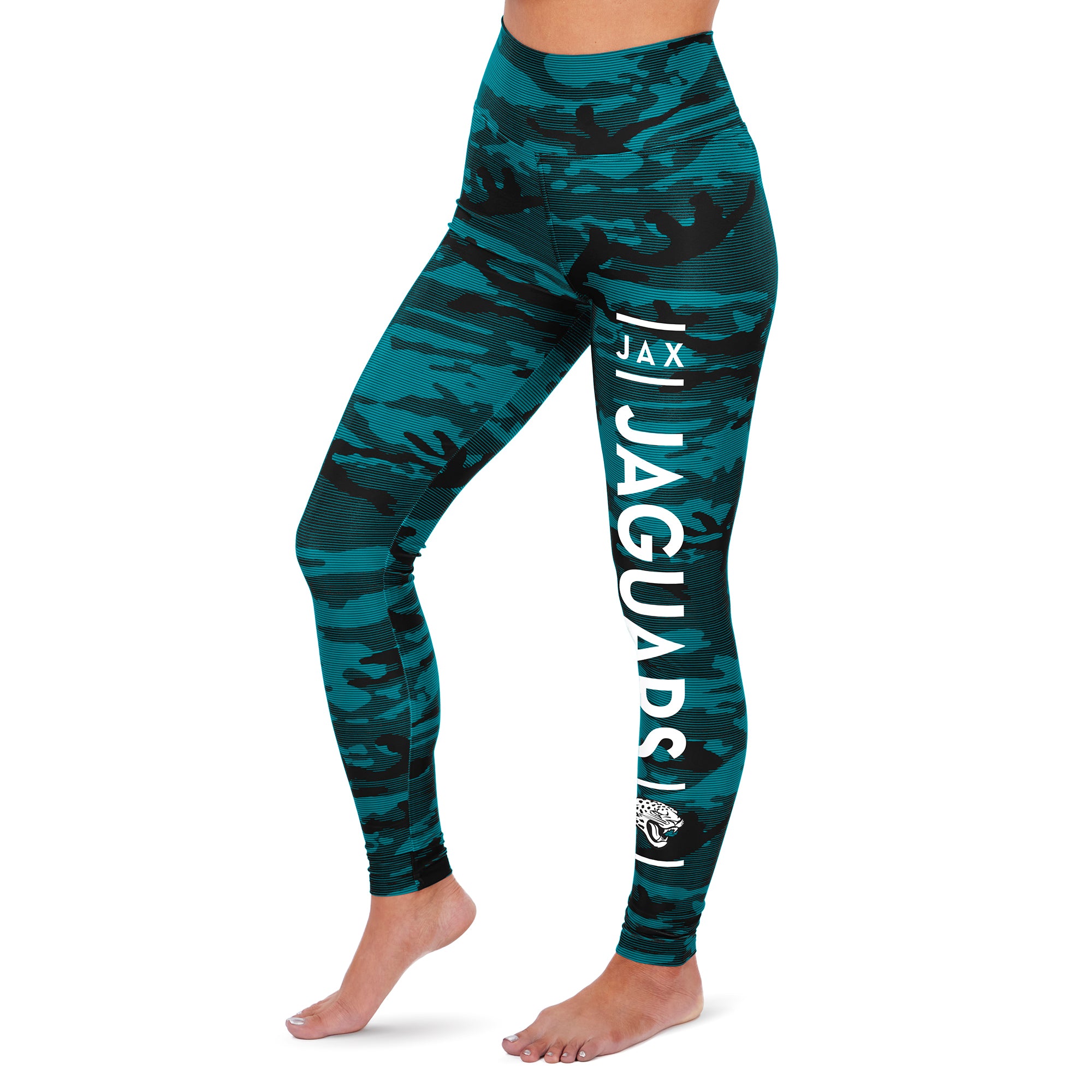 Zubaz NFL Women's Jacksonville Jaguars Marled Camo Lines Leggings