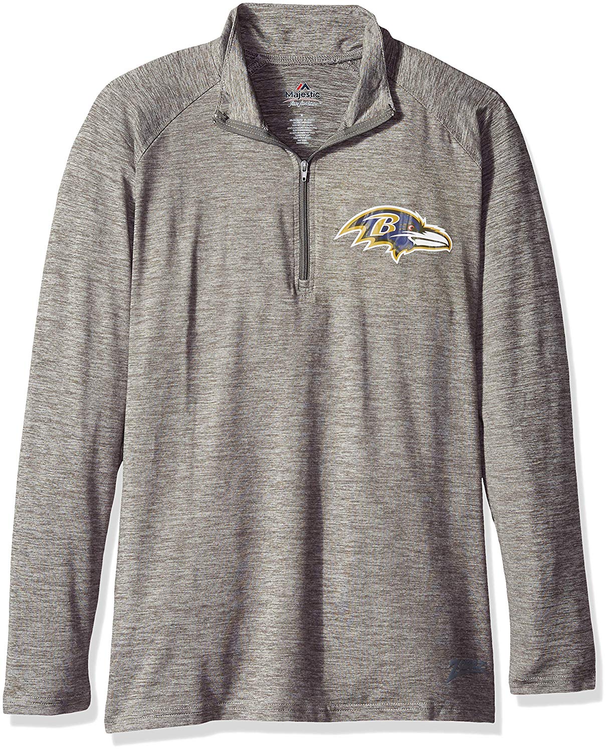 Zubaz NFL Football Women's Baltimore Ravens Tonal Gray Quarter Zip Sweatshirt