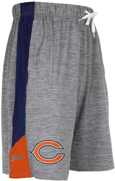 Zubaz NFL Football Men's Chicago Bears Tonal Gray Space Dye W/Solid Stripe Shorts