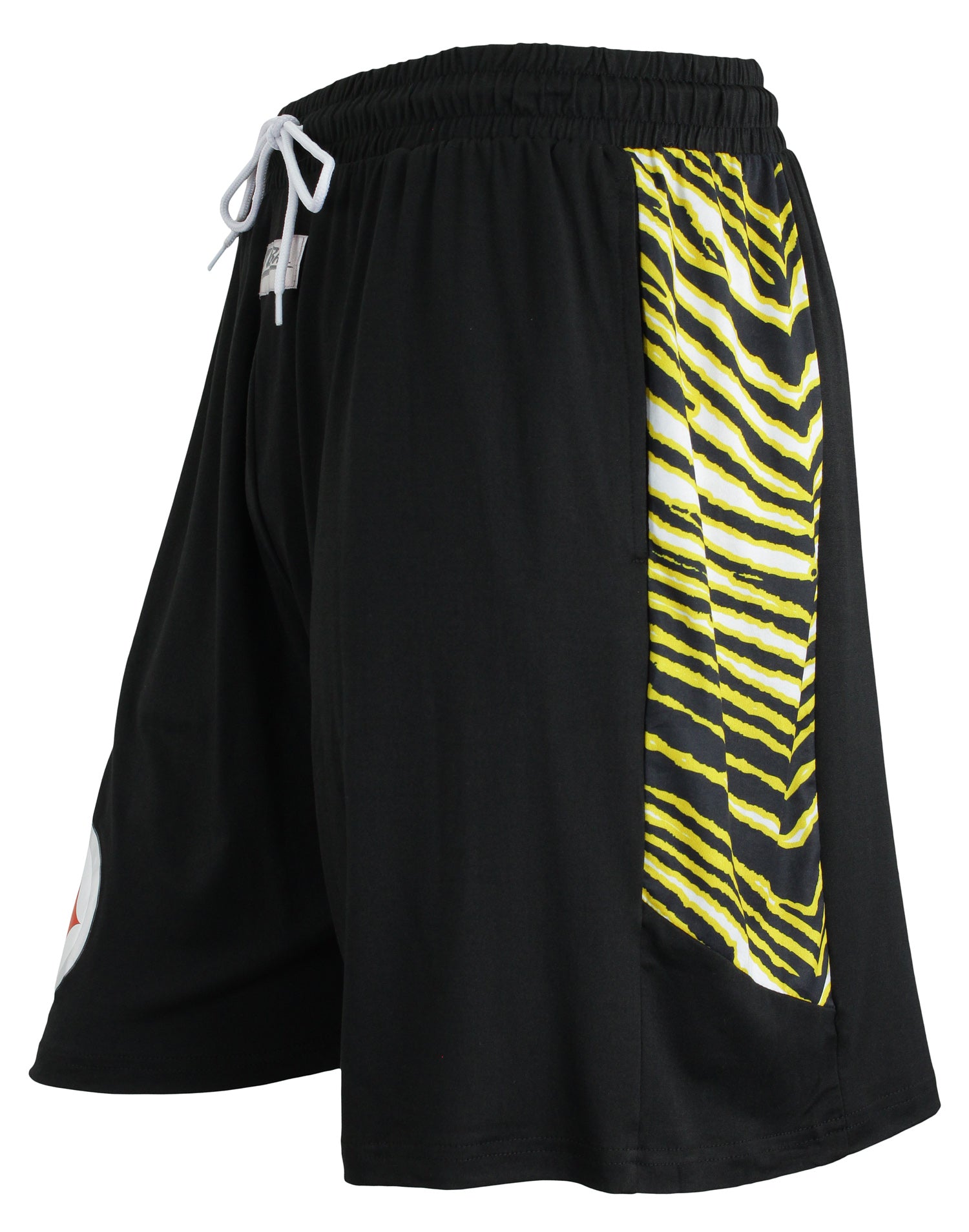 Zubaz NFL Men's Pittsburgh Steelers Team Logo Zebra Side Seam Shorts, Black