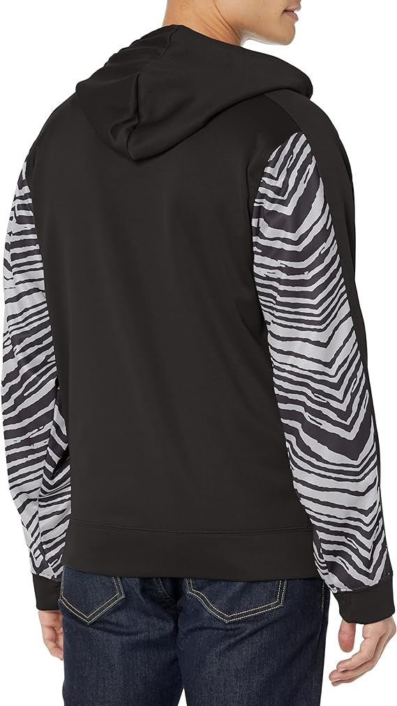 Zubaz NFL MEN'S LAS VEGAS RAIDERS TEAM COLOR FULL ZIP HOOD W/ 2-COLOR ZEBRA ACCENTS