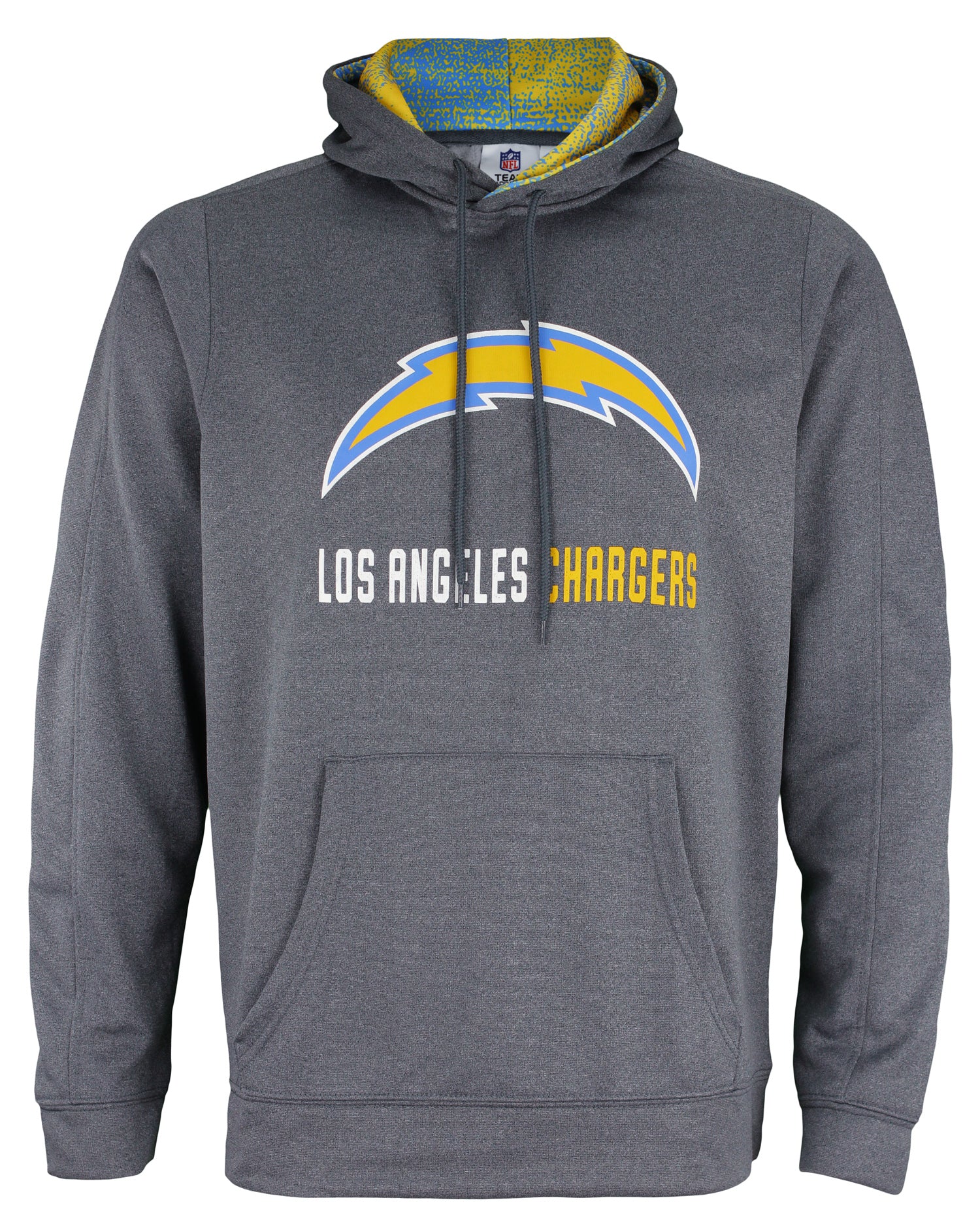 Zubaz NFL Men's Los Angeles Chargers Performance Fleece Hoodie, Heather Grey