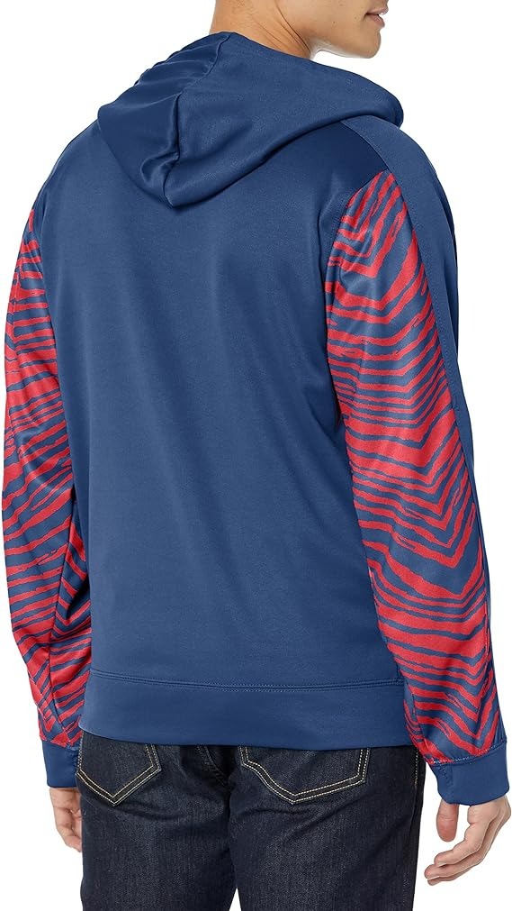 Zubaz Men's New England Patriots Team Color Zebra Accent Full Zip Hoodie