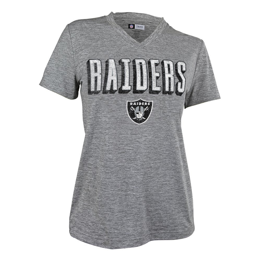 Zubaz NFL Women's Oakland Raiders Retro Zebra V-Neck T-Shirt