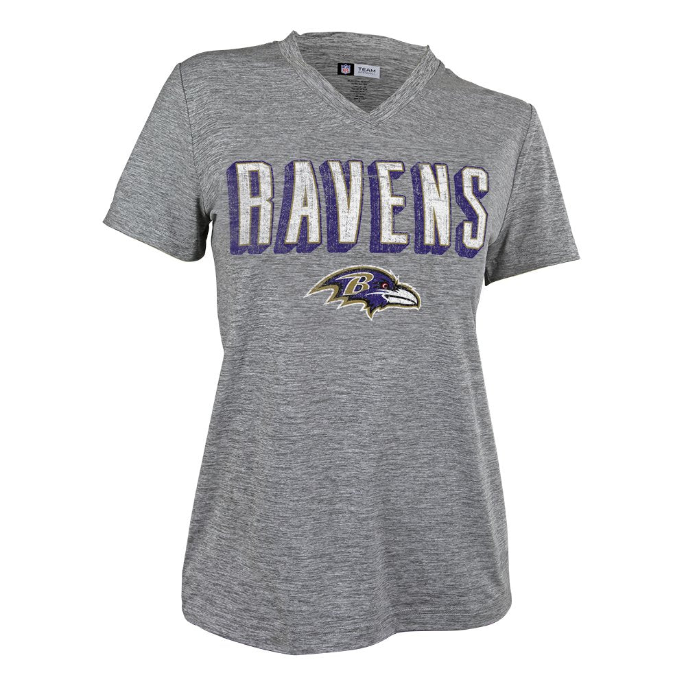 Zubaz NFL Women's Baltimore Ravens Retro Zebra V-Neck T-Shirt