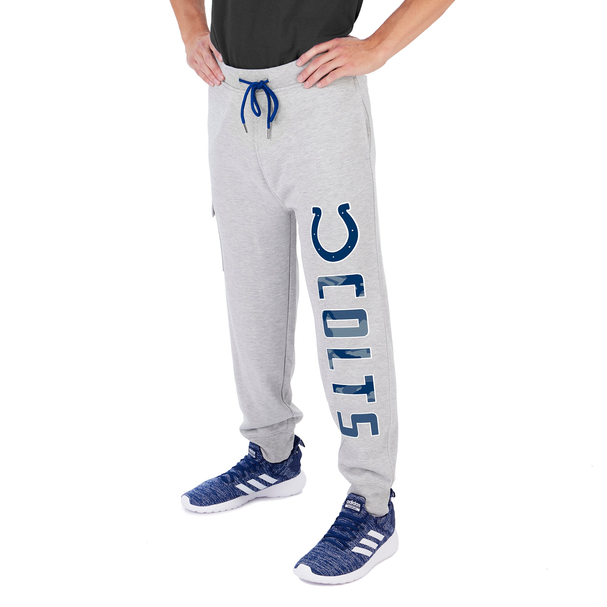 Zubaz Men's NFL Indianapolis Colts Heather Gray Cargo Sweatpants