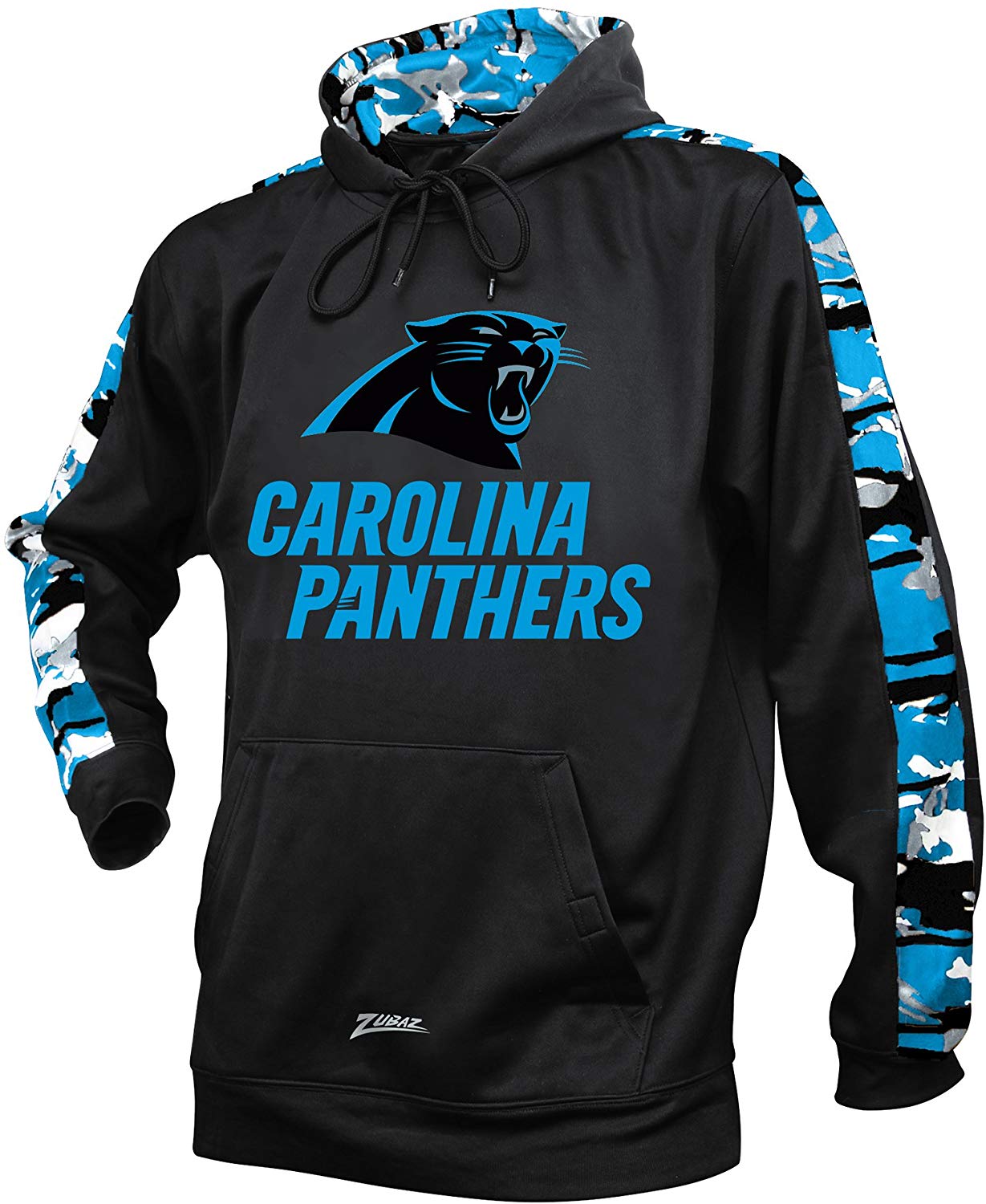 Zubaz NFL Men's Carolina Panthers Pullover Hoodie with Camo Print
