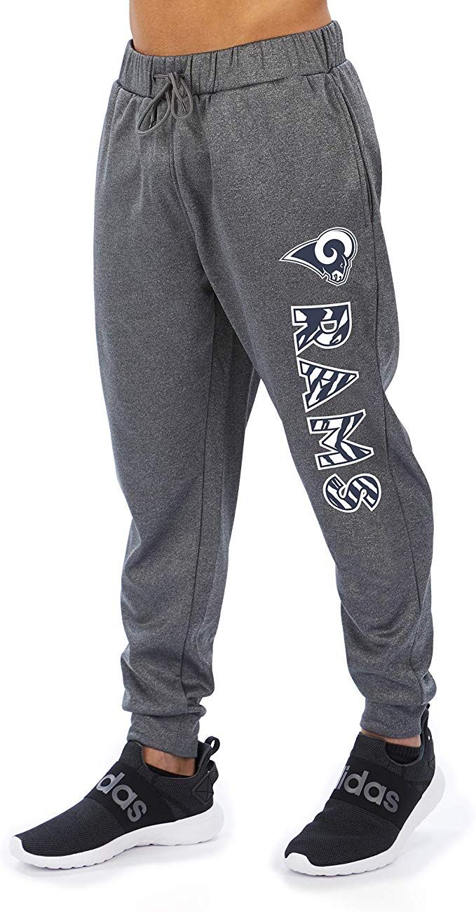 Zubaz NFL Football Men’s Los Angeles Rams Gameday Zebra Wordmark Poly Fleece Jogger Pant