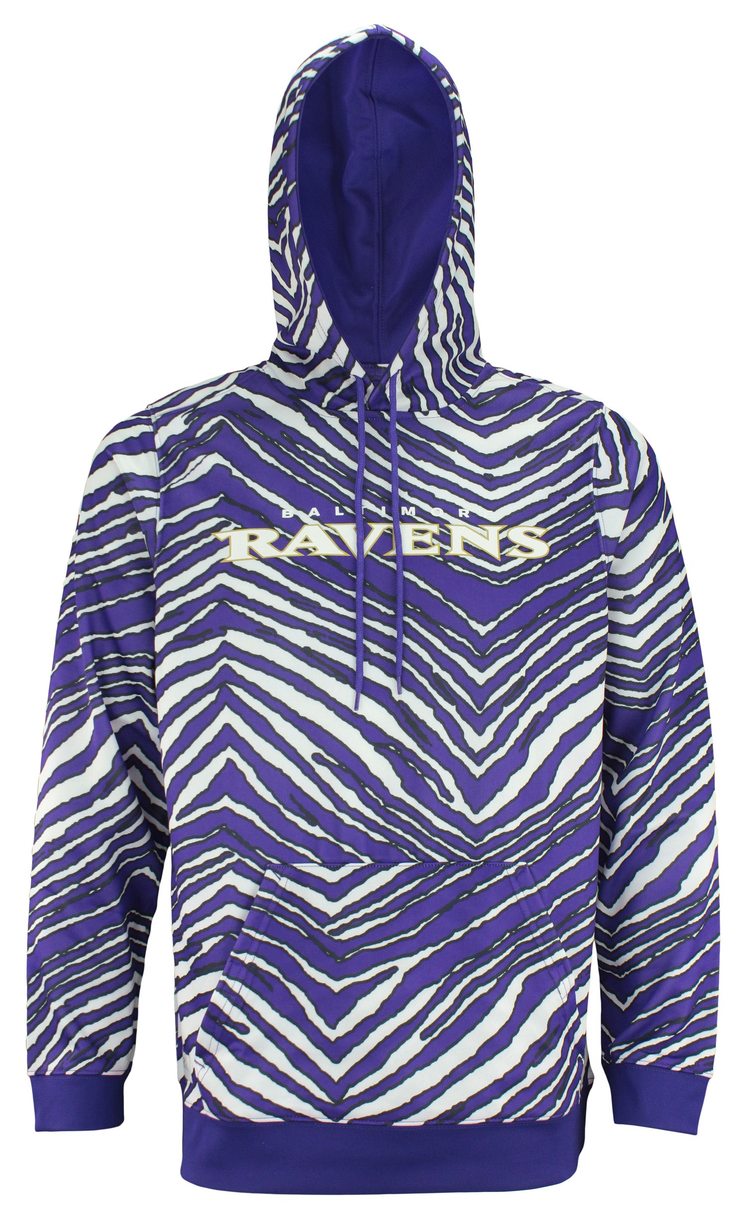 Zubaz NFL Football Men's Baltimore Ravens Zebra Print Touchdown Hoodie