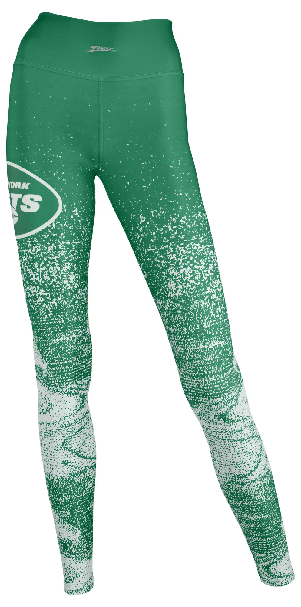 Zubaz NFL Women's NEW YORK JETS EVERGREEN/WHITE STATIC FADE LEGGING