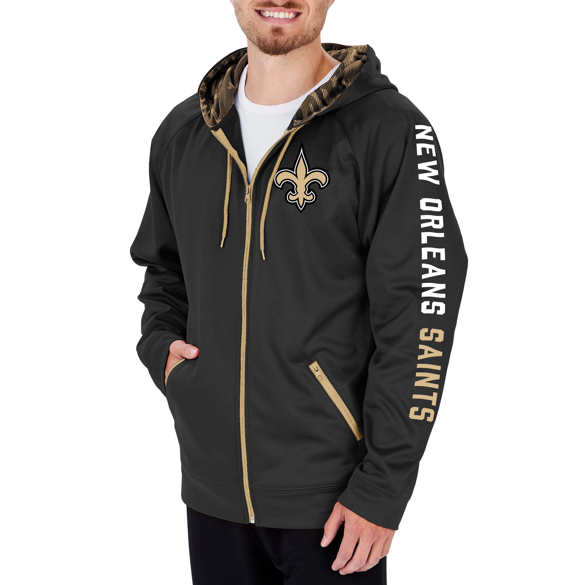 Zubaz Men s NFL New Orleans Saints Full Zip Camo Hoodie