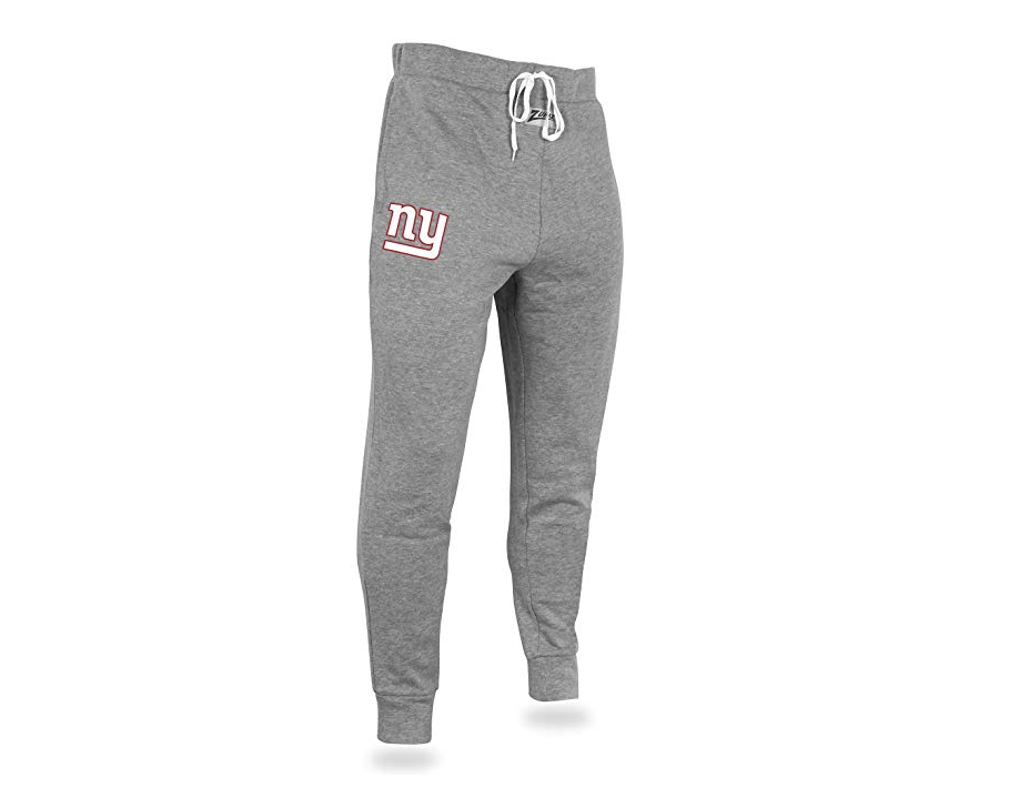 Zubaz NFL Men's New York Giants Solid Gray Team Logo Jogger Pants