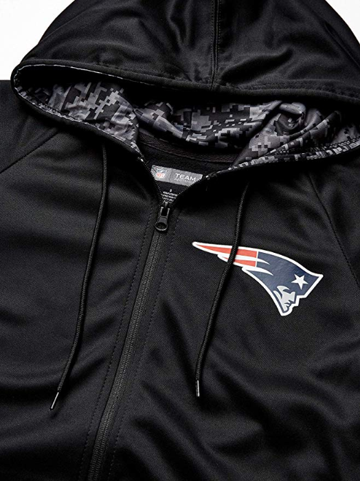 Zubaz NFL Men's New England Patriots Full Zip Digital Camo Hood Hoodie, Black