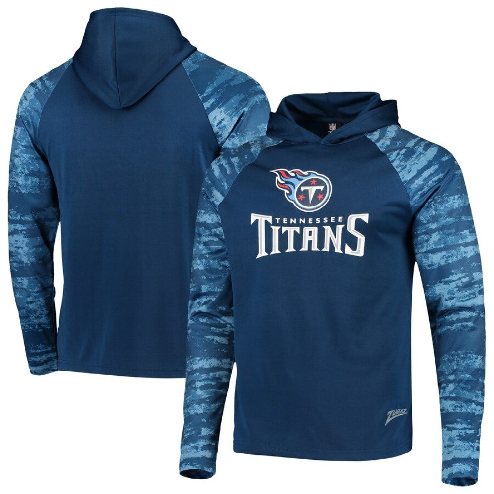 Zubaz NFL Men's Tennessee Titans Oxide Raglan French Terry Pullover Hoodie