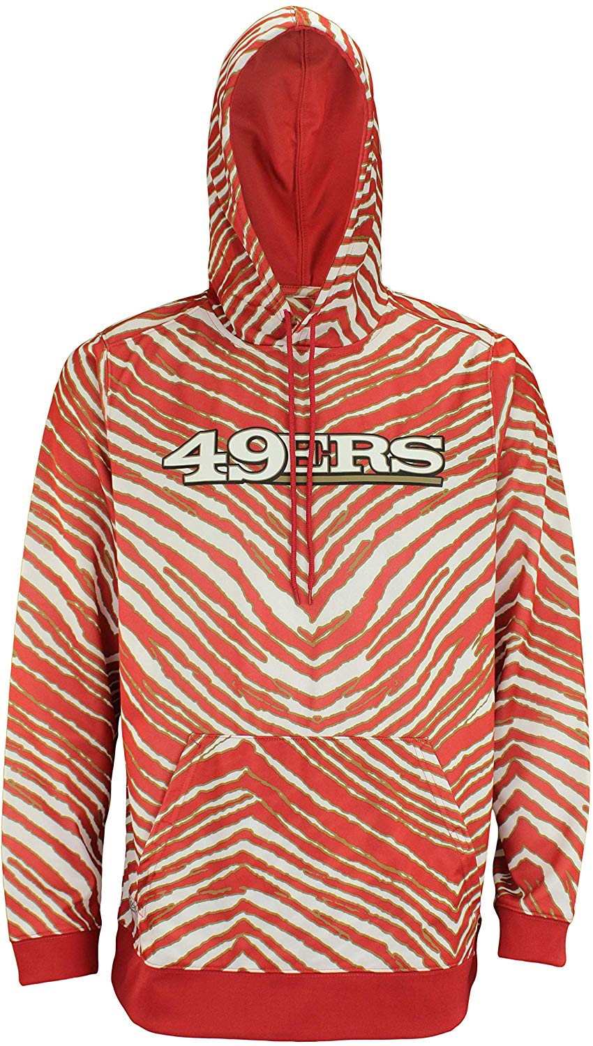 Zubaz NFL Football Men's San Francisco 49ers Zebra Print Touchdown Hoodie