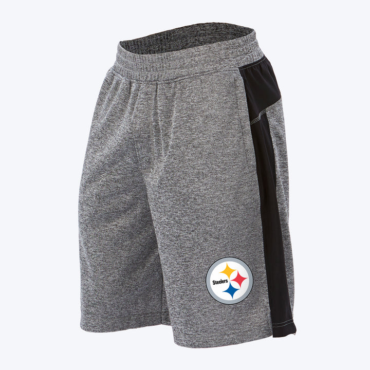 Zubaz NFL Men's Pittsburgh Steelers Heather Gray French Terry Shorts