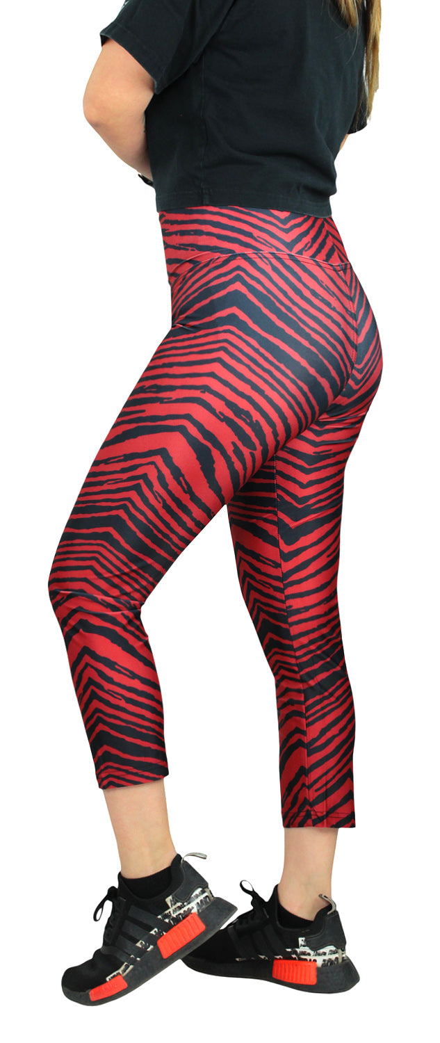 Zubaz NFL Women's Tampa Bay Buccaneers 2 Color Zebra Print Capri Legging