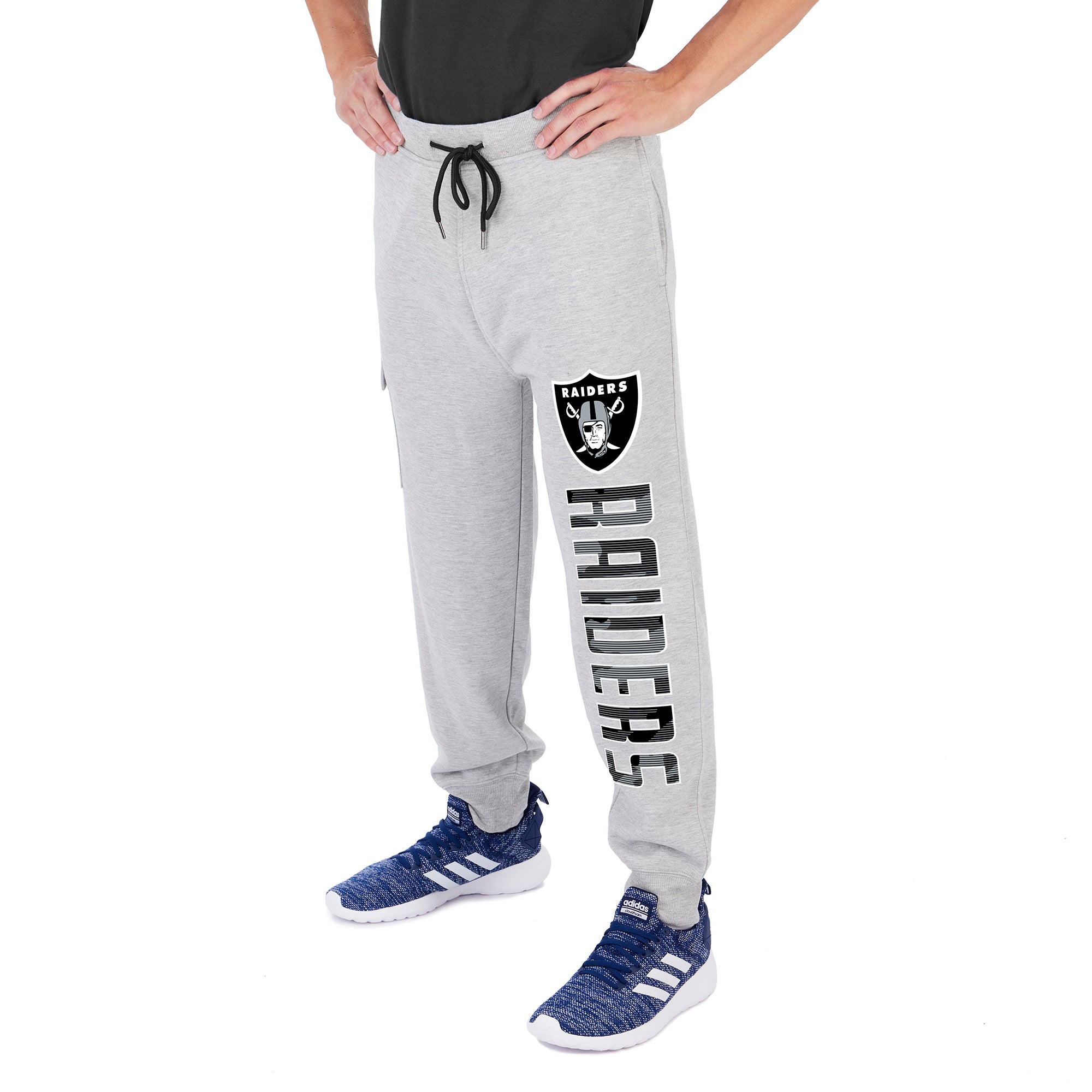 Zubaz Men's NFL Las Vegas Raiders Heather Gray Cargo Sweatpants