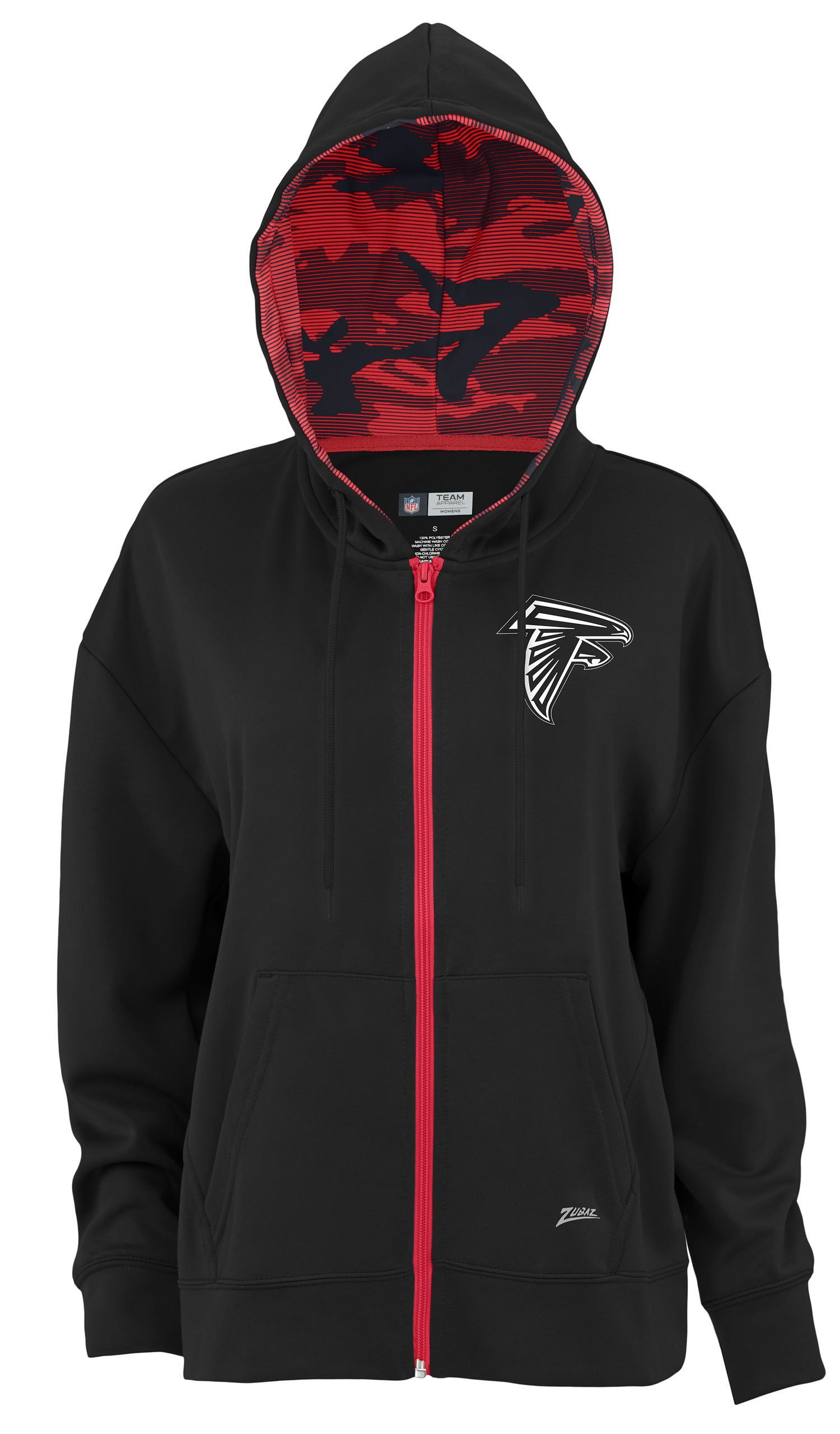 Zubaz NFL Women's Standard Full Zip Hoodie Atlanta Falcons