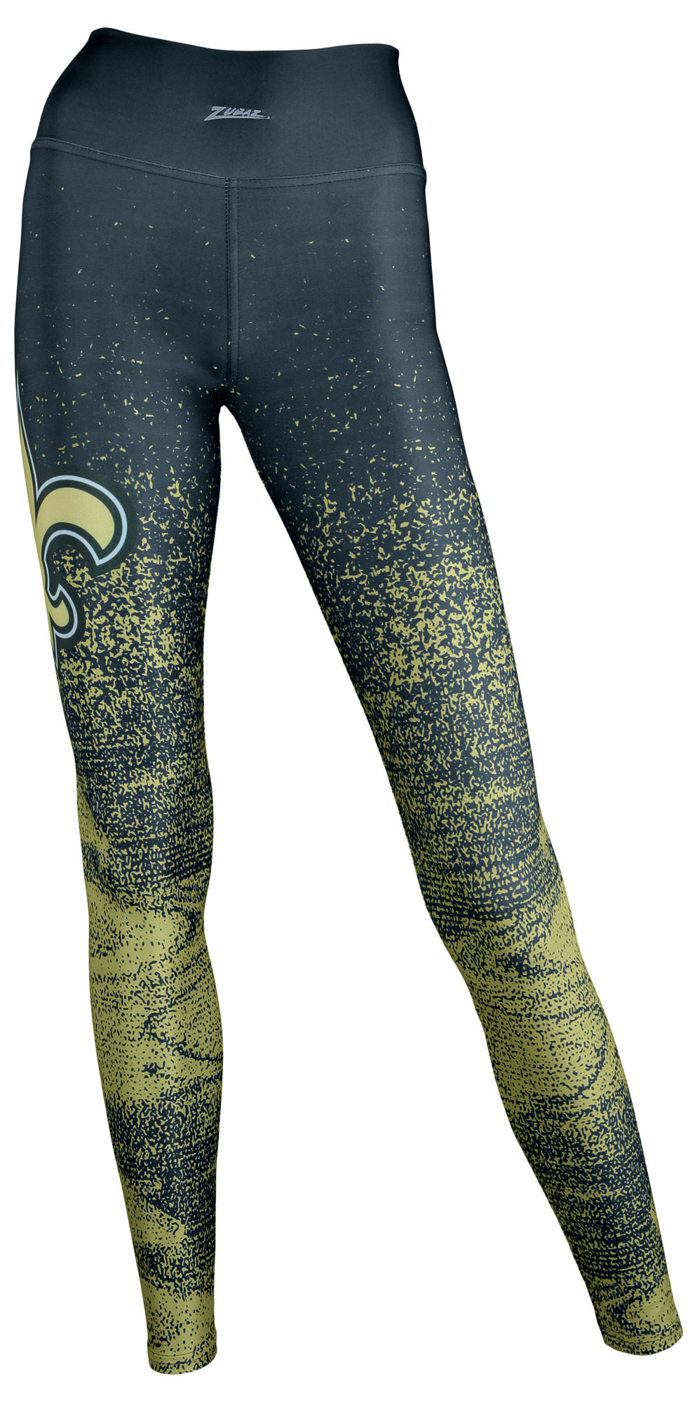 Zubaz NFL Women's New Orleans Saints Static Fade Leggings, Black/Tan