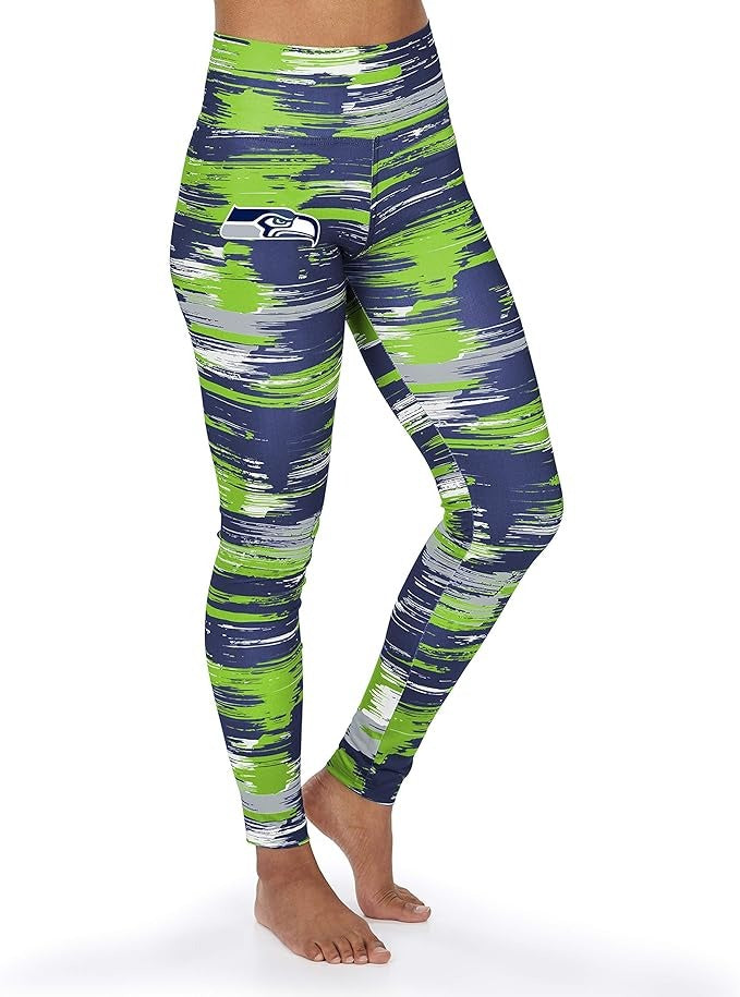 Zubaz NFL Women's Seattle Seahawks Brushed Paint Team Color Leggings