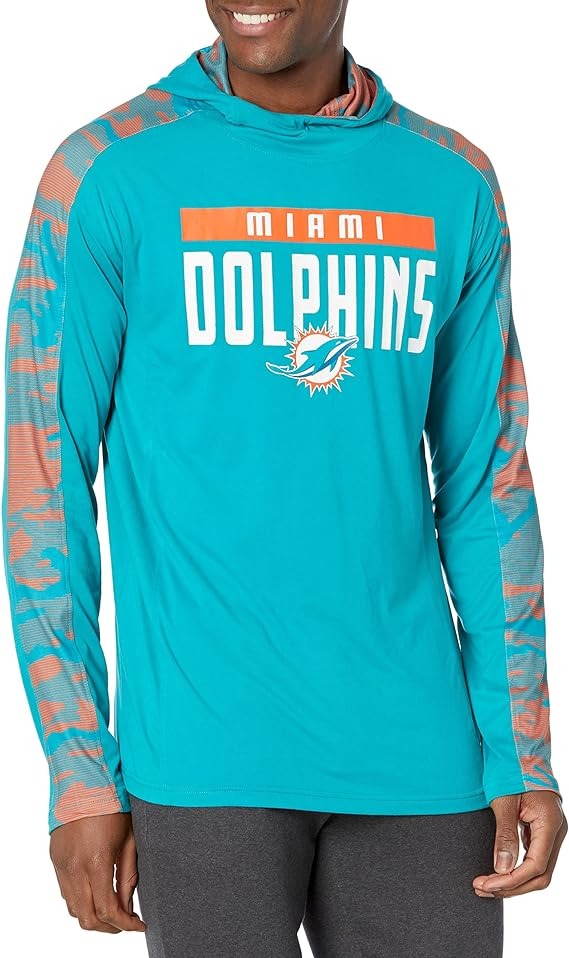 Zubaz NFL Men's Miami Dolphins Lightweight Elevated Hoodie with Camo Accents