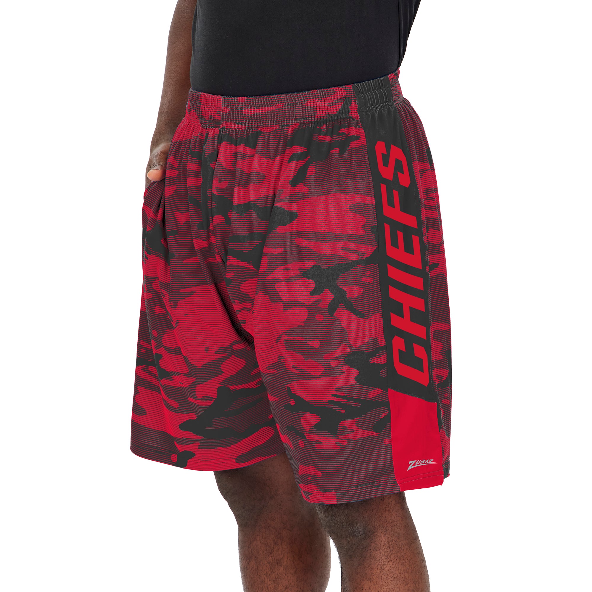 Zubaz Men's NFL Kansas City Chiefs Lightweight Shorts with Camo Lines