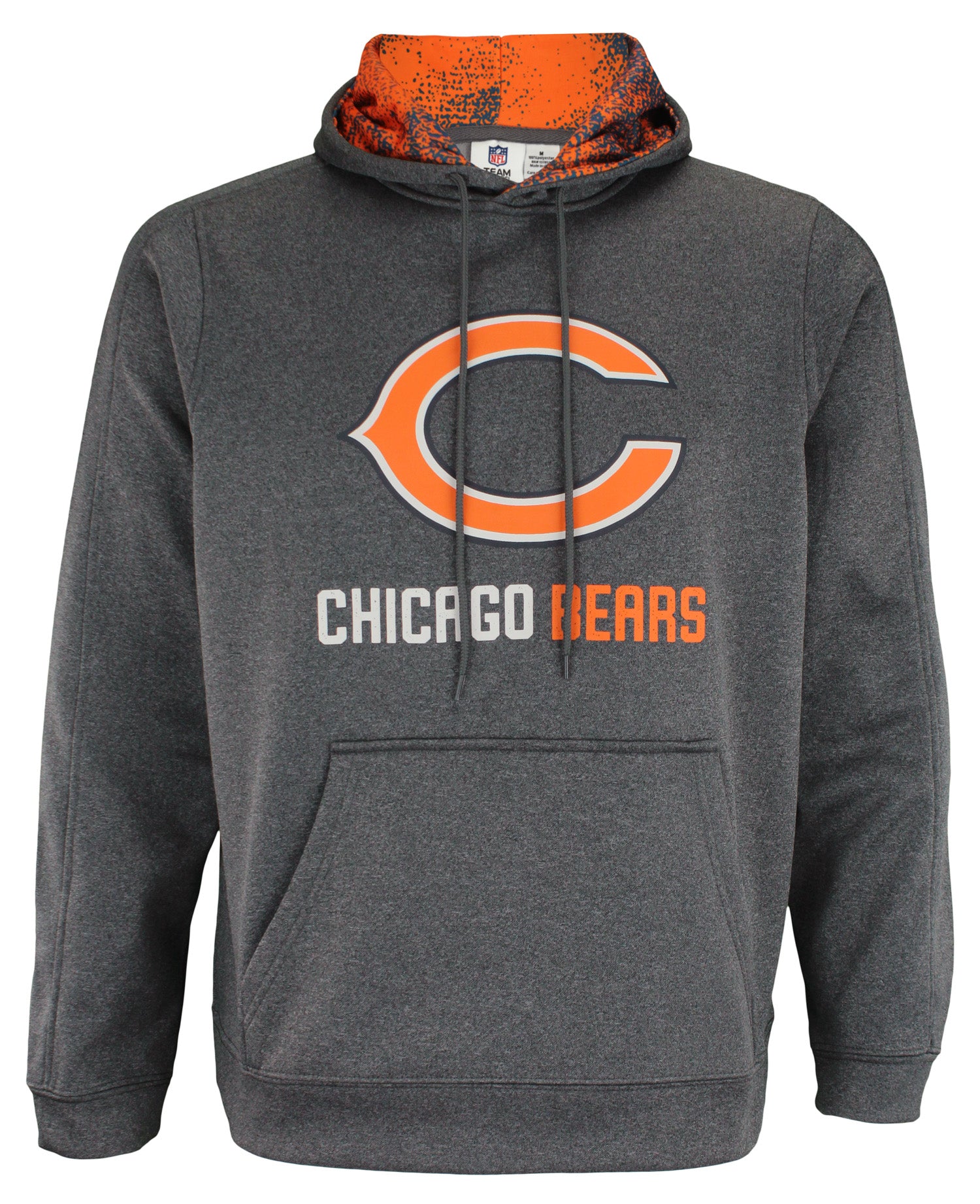 Zubaz NFL Chicago Bears Men's Heather Grey Performance Fleece Hoodie