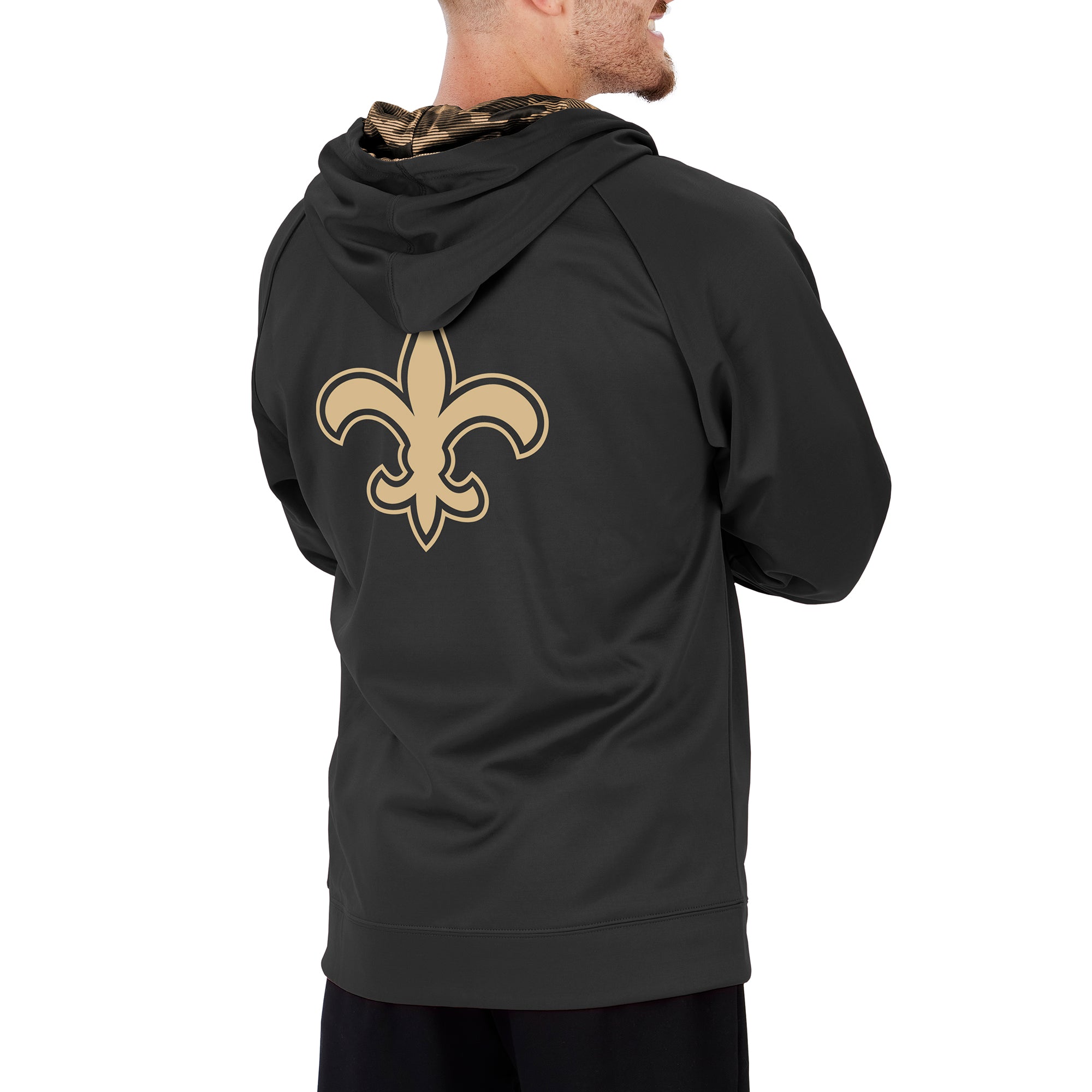 Zubaz NFL Men's New Orleans Saints Full Zip Hoodie With Team Color Camo Lines