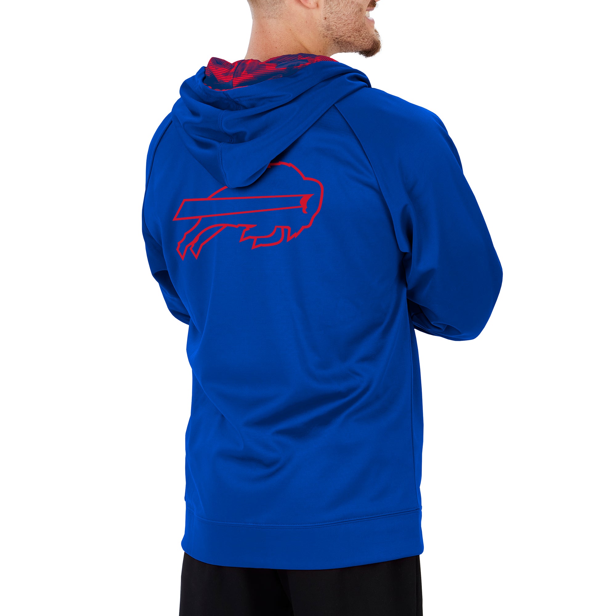 Zubaz NFL Men's Buffalo Bills Full Zip Hoodie With Team Color Came Lines