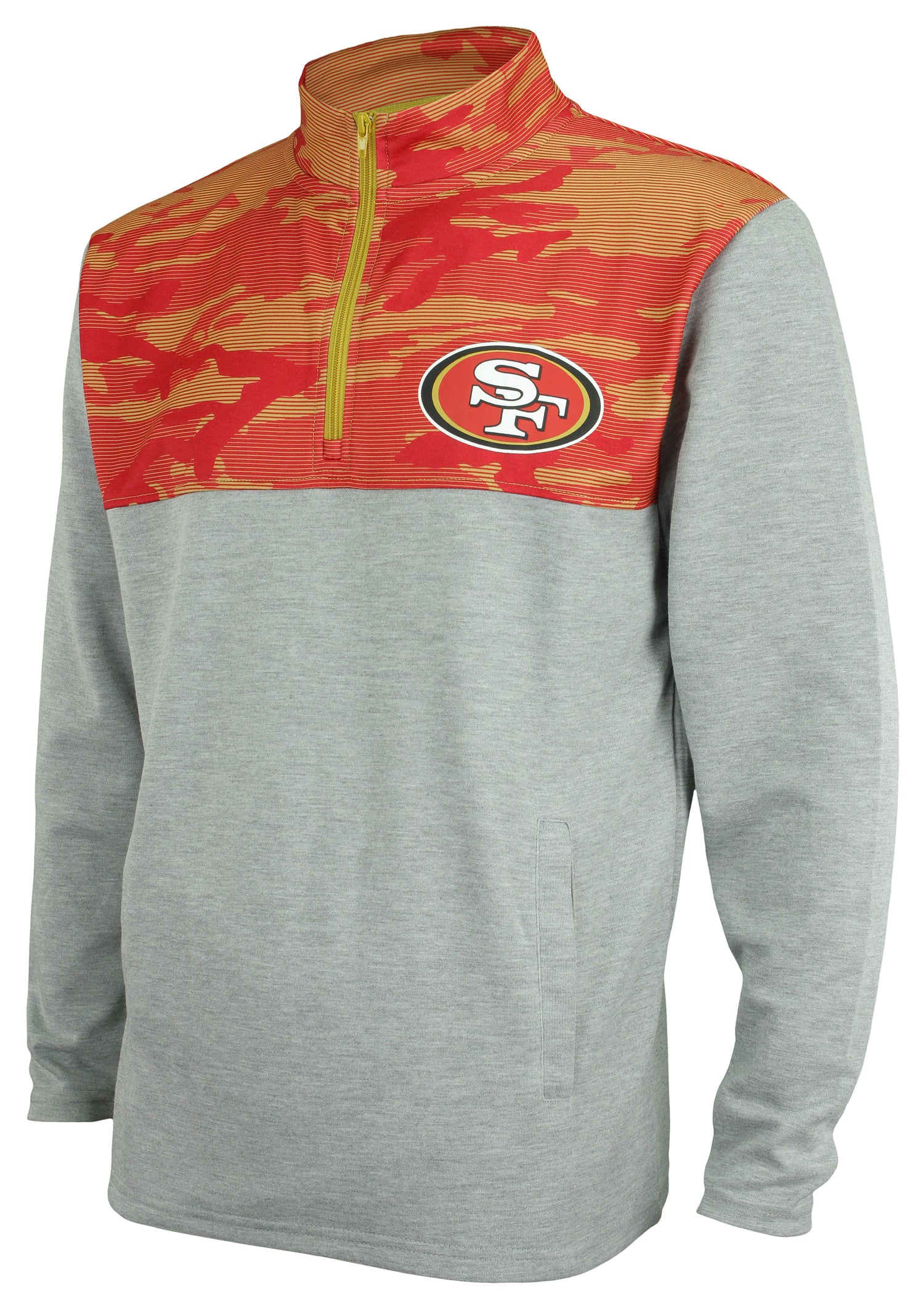 Zubaz NFL Men's San Francisco 49ers 1/4 Zip Fleece Pullover With Camo Line