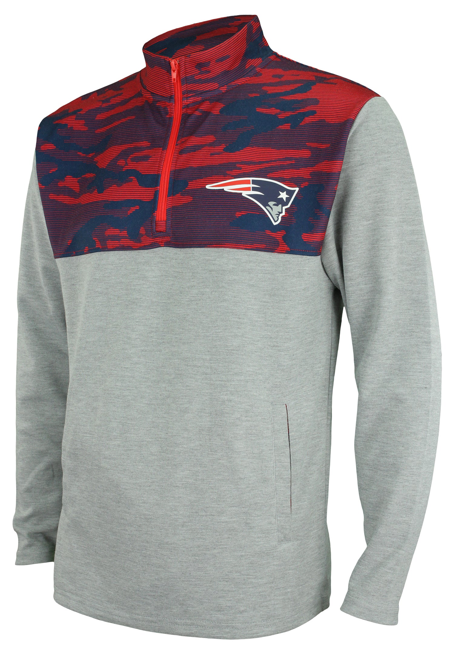 Zubaz NFL Men's New England Patriots Elevated 1/4 Zip Fleece Pullover With Camo Lines