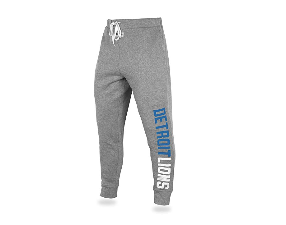 Zubaz NFL Men's Detriot Lions Solid Gray Team Logo Jogger Pants