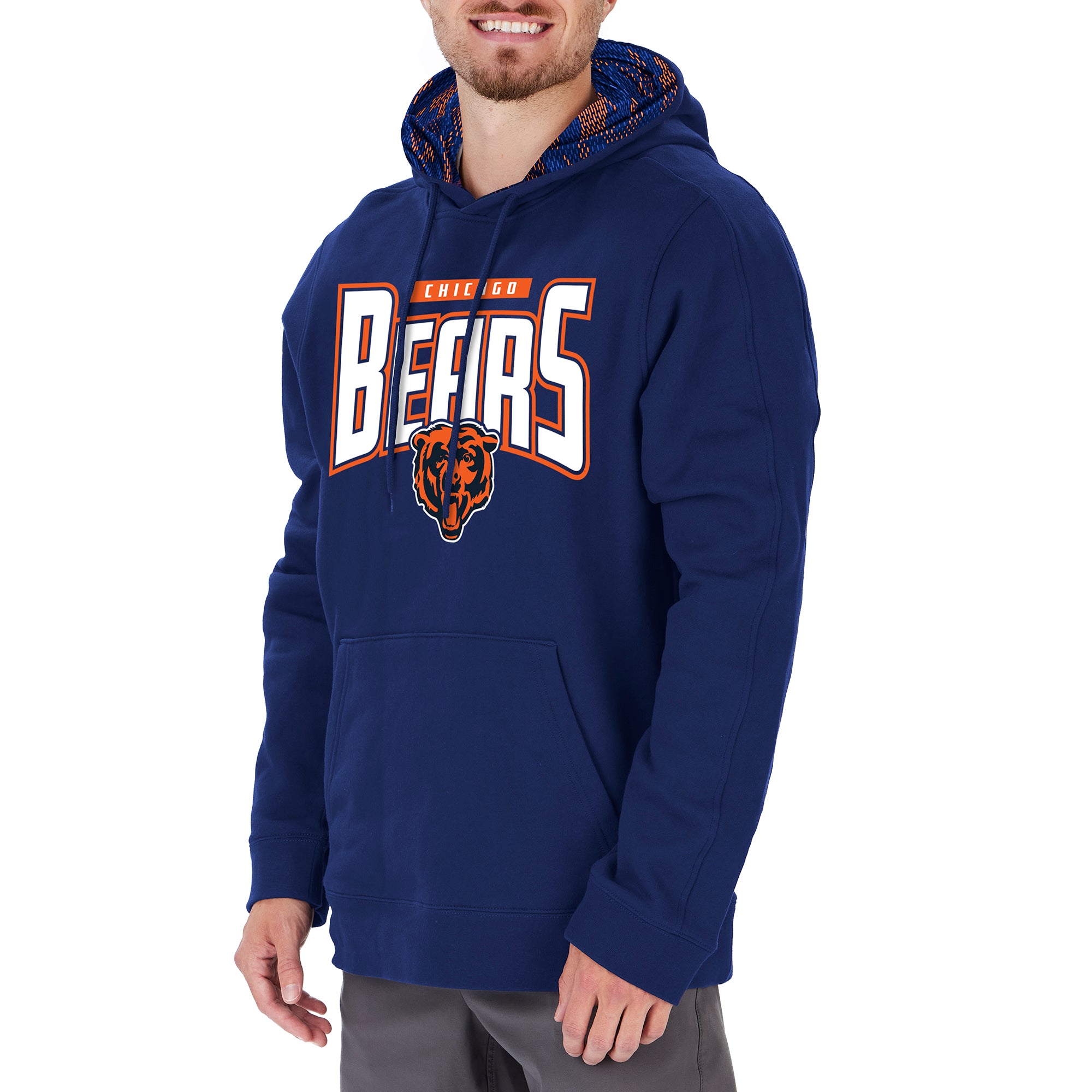 Zubaz NFL Men's Chicago Bears Pullover Hoodie W/ Viper Print Hood