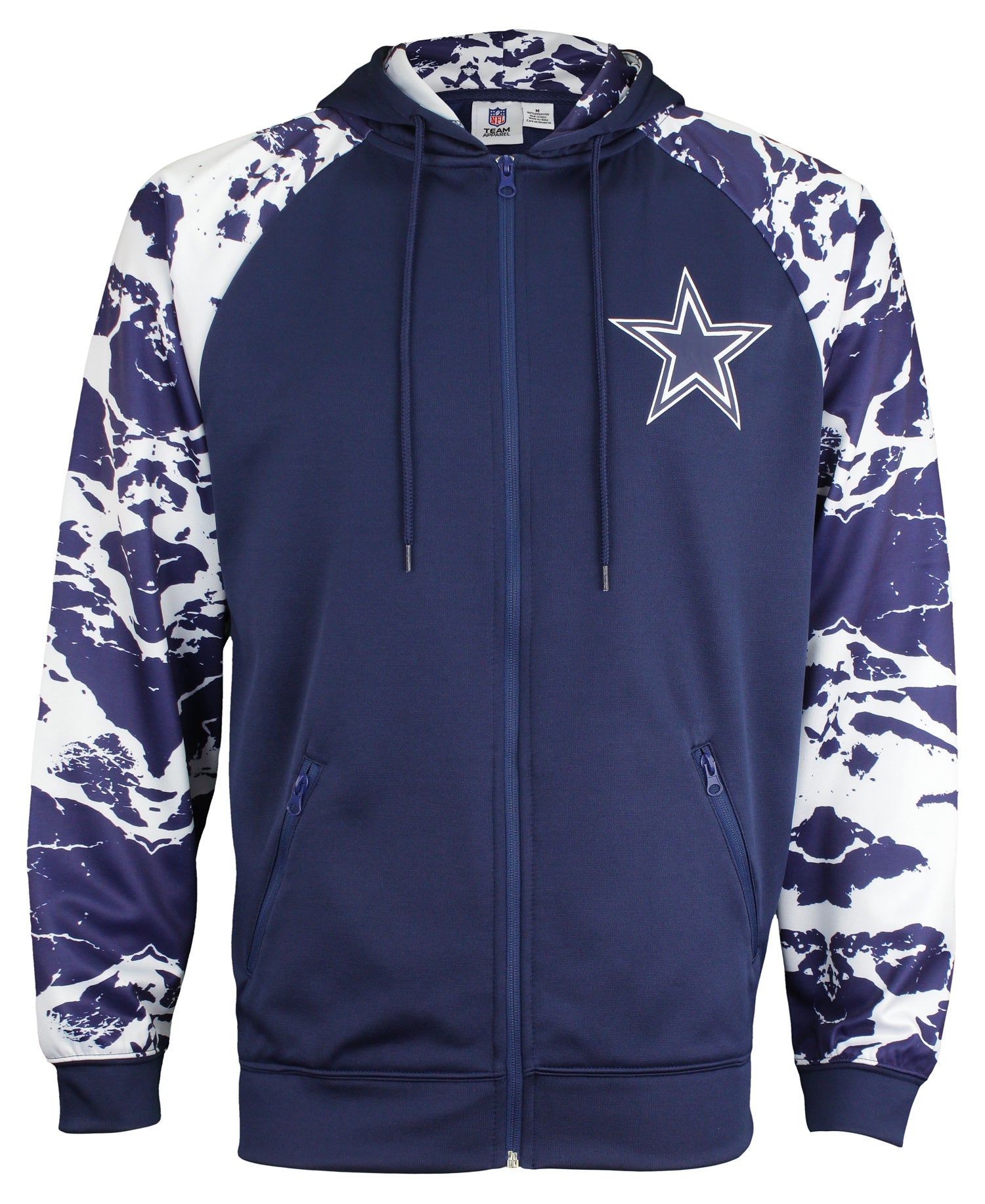 Zubaz NFL Men's Dallas Cowboys Performance Full Zip Hoodie with Lava Sleeves