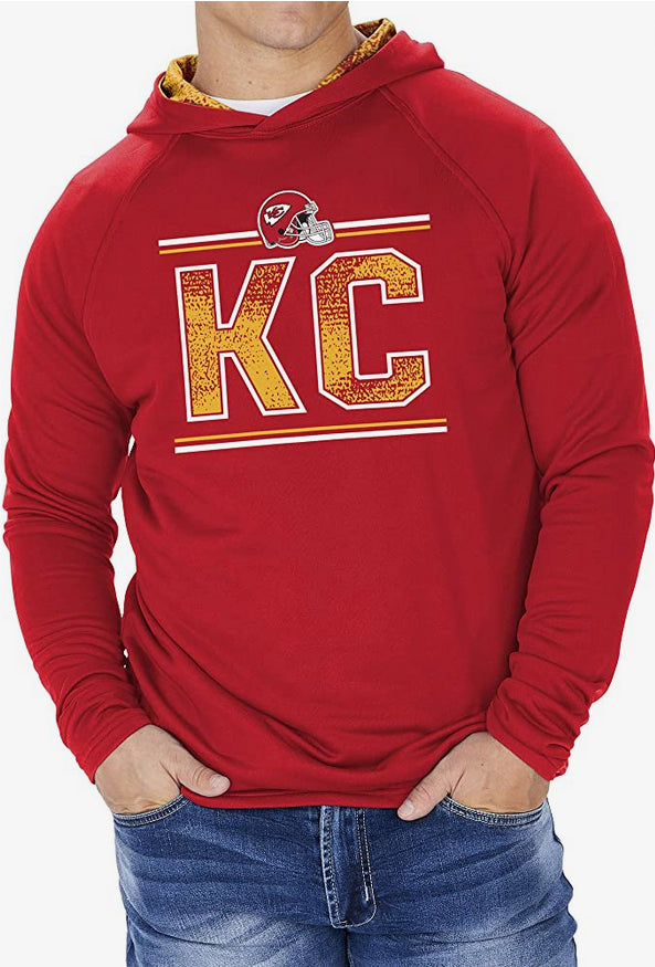 Zubaz Kansas City Chiefs NFL Men's Lightweight Hoodie With Static Hood Liner