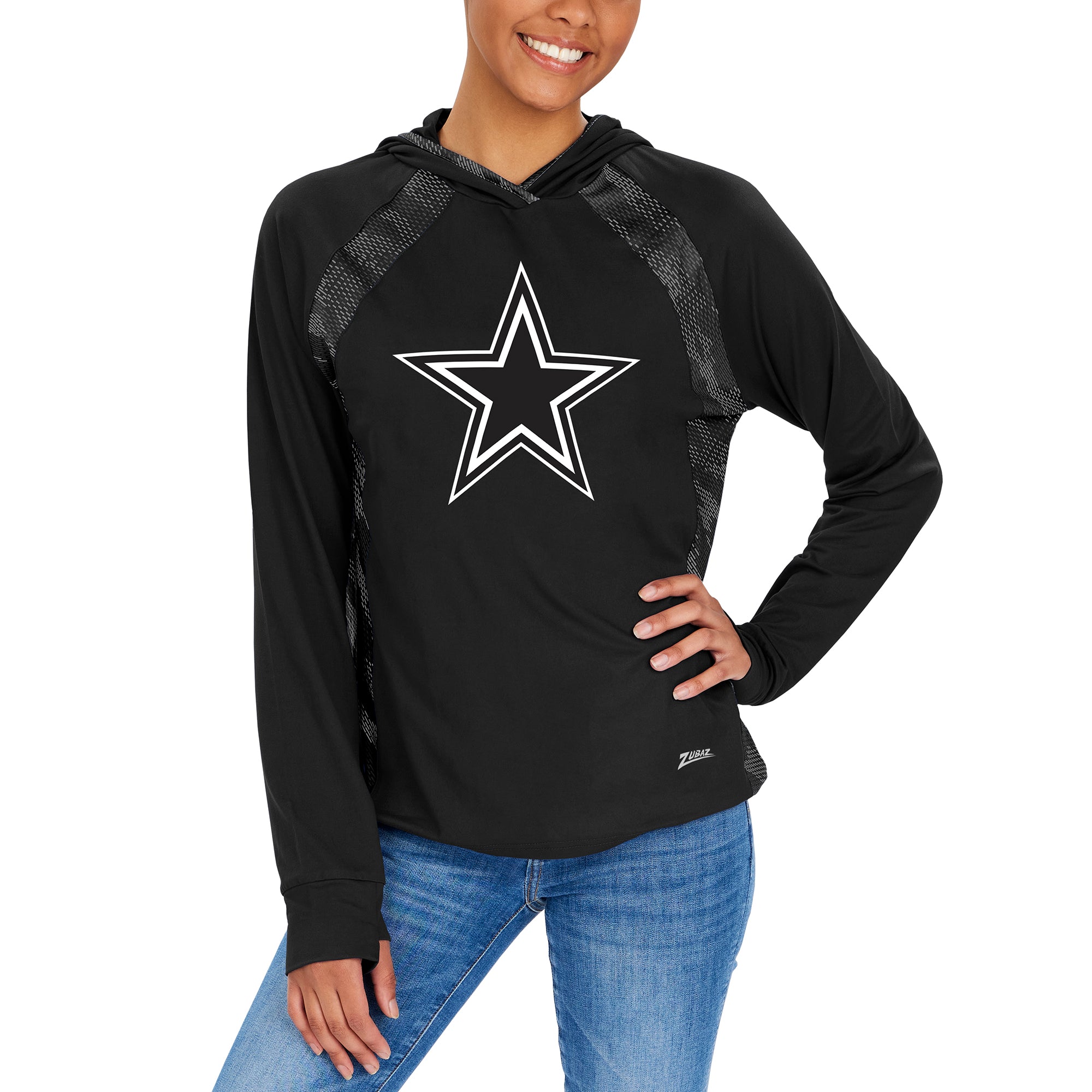 Zubaz NFL Women's Dallas Cowboys Elevated Hoodie W/ Black Viper Print