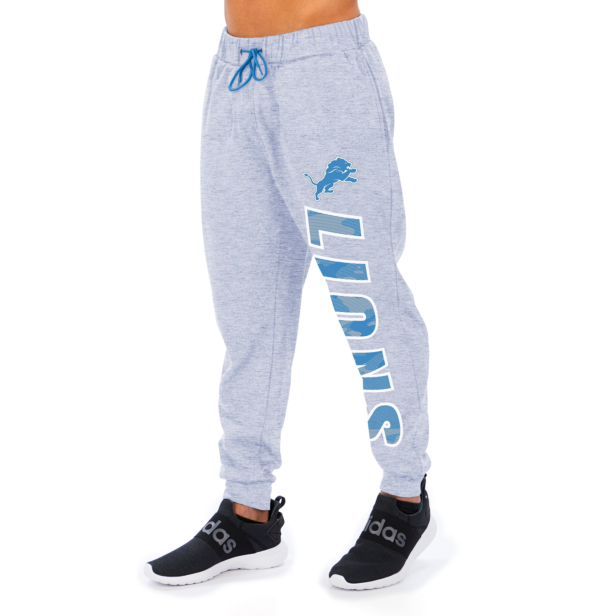 Zubaz Men's NFL Detroit Lions Heather Gray Jogger with Camo Lines Graphic
