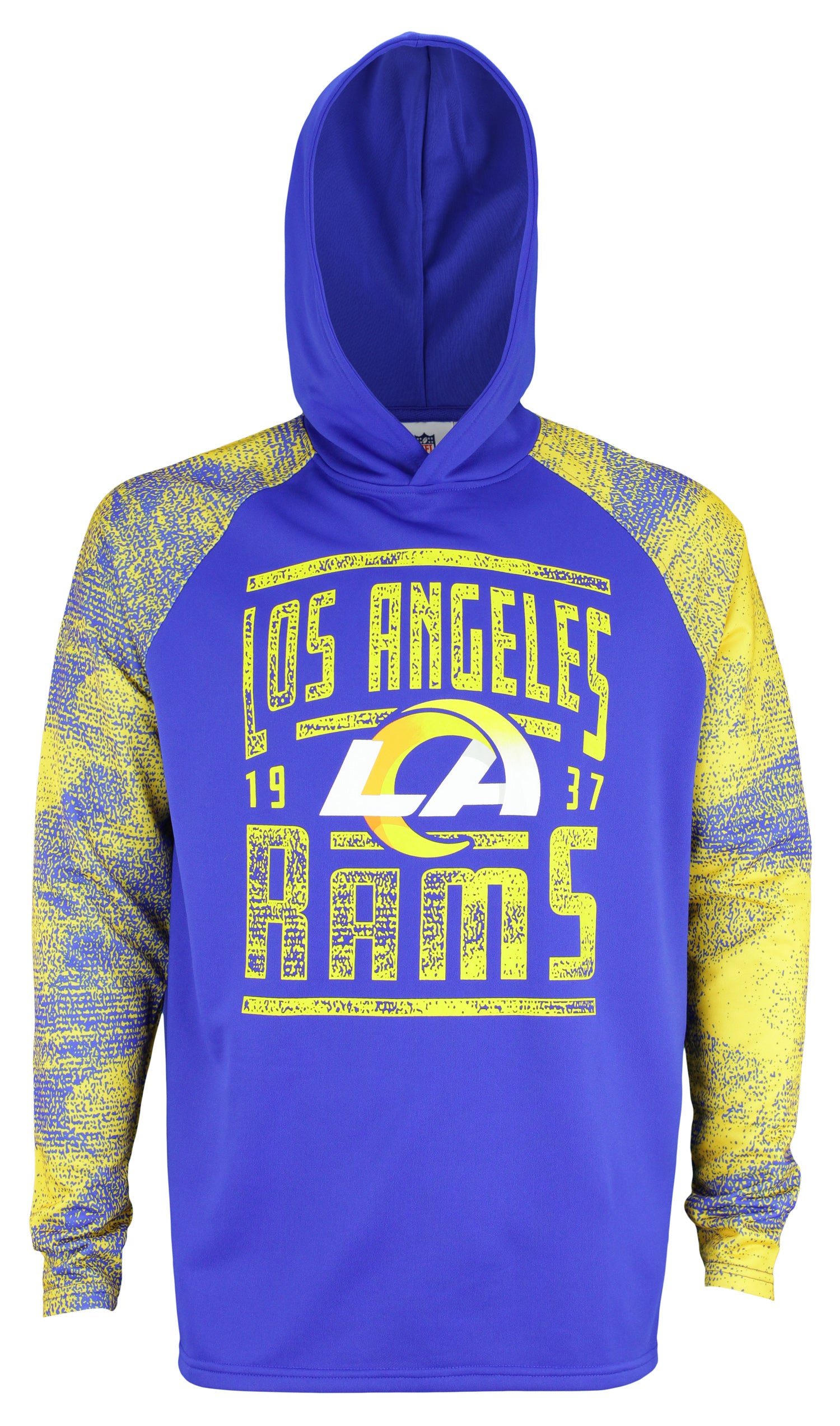 Zubaz NFL Men's Los Angeles Rams Light Weight Pullover Hoodie with Static Sleeves