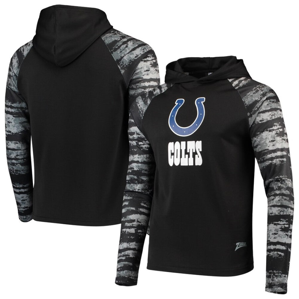Zubaz NFL Men's Indianapolis Colts Oxide Raglan French Terry Pullover Hoodie