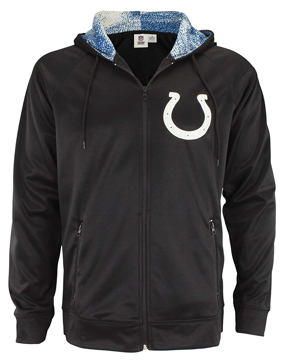 Zubaz NFL Indianapolis Colts Men's Heavyweight Full Zip Performance Fleece Hoodie