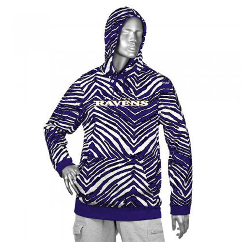 Zubaz NFL Football Men's Baltimore Ravens Zebra Print Touchdown Hoodie