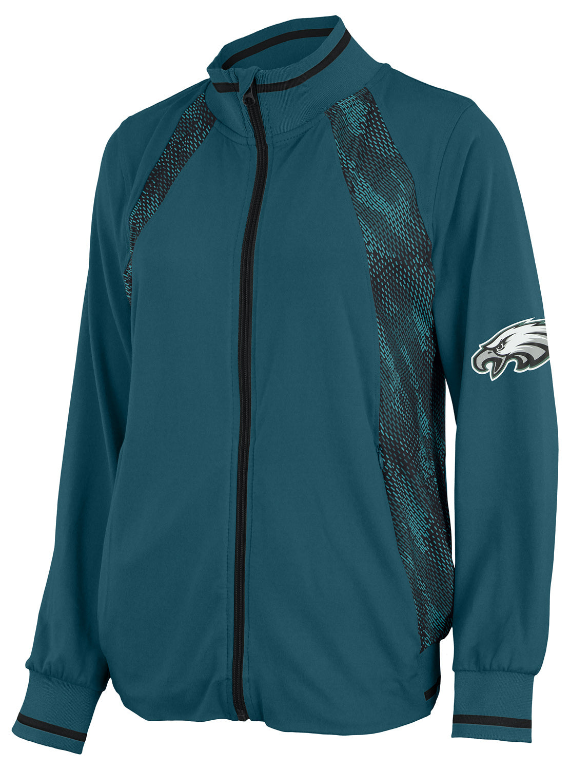 Zubaz NFL Women's Philadephia Eagles Elevated Full Zip Viper Accent Jacket