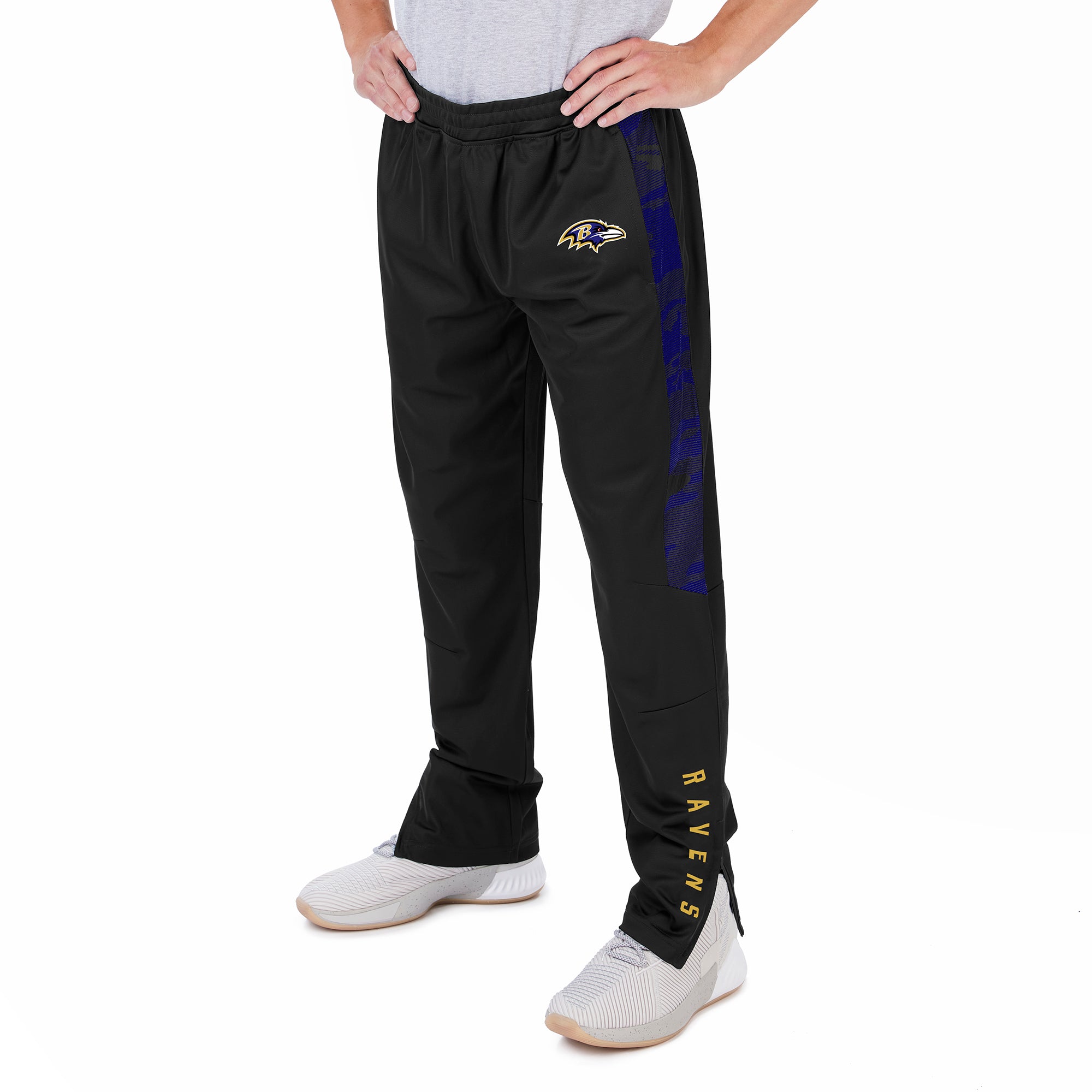 Zubaz NFL Men's Baltimore Ravens Track Pants W/ Camo Lines Side Panels