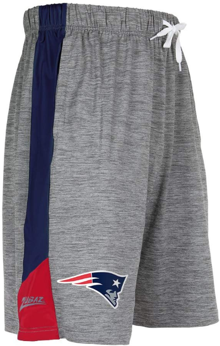 Zubaz NFL Football Mens New England Patriots Tonal Gray Space Dye W/Solid Stripe Short