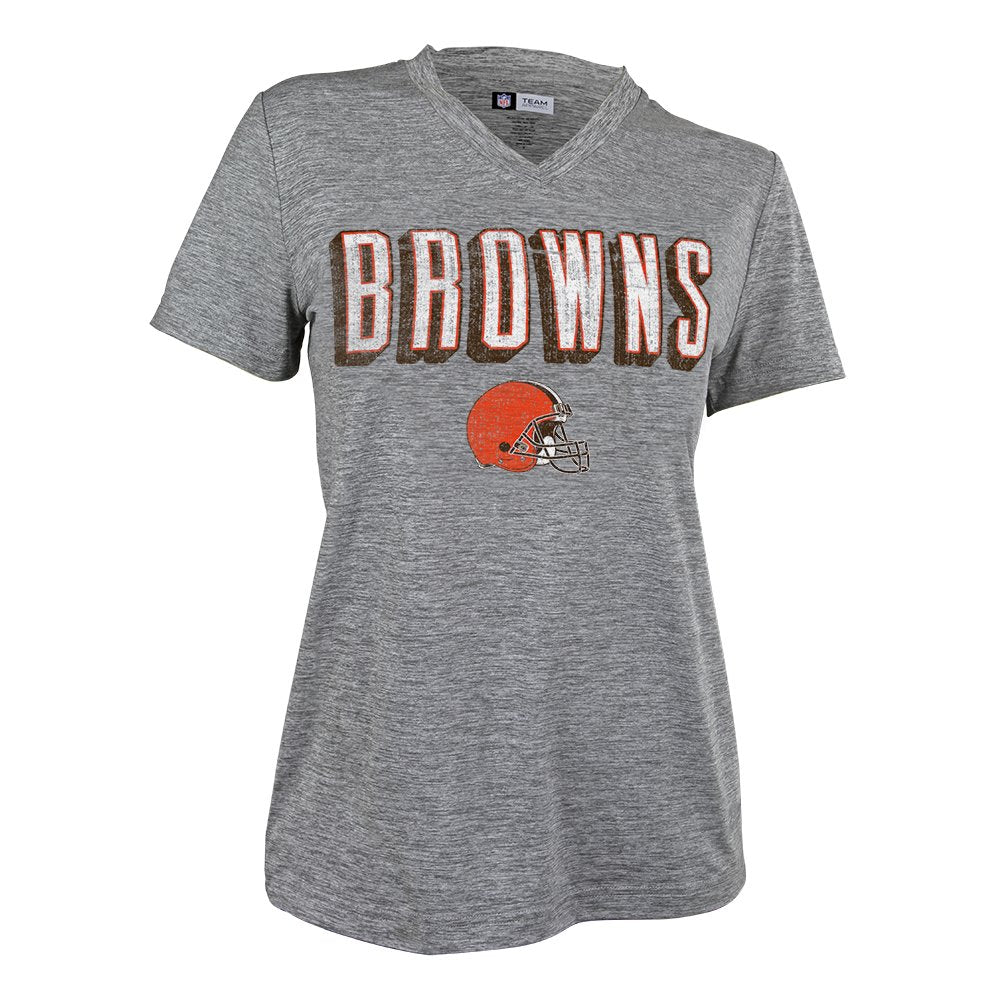 Zubaz NFL Women's Cleveland Browns Retro Zebra V-Neck T-Shirt