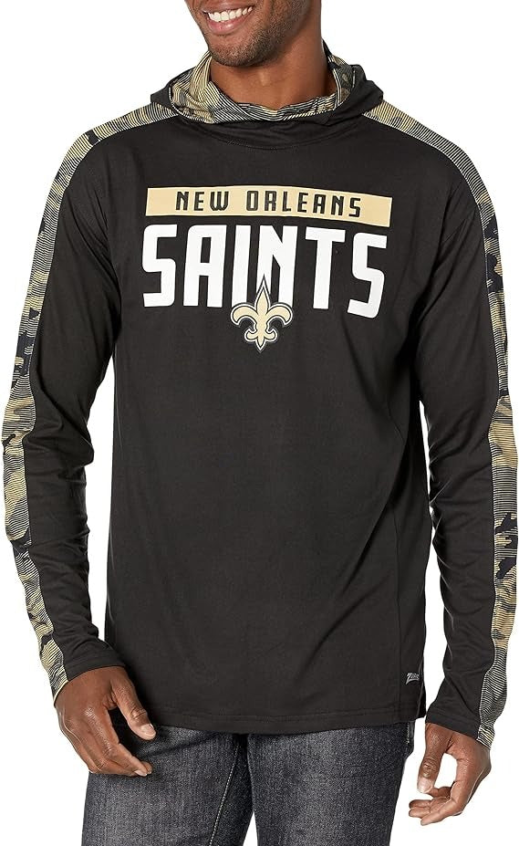 Zubaz NFL Men's New Orleans Saints Lightweight Elevated Hoodie with Camo Accents