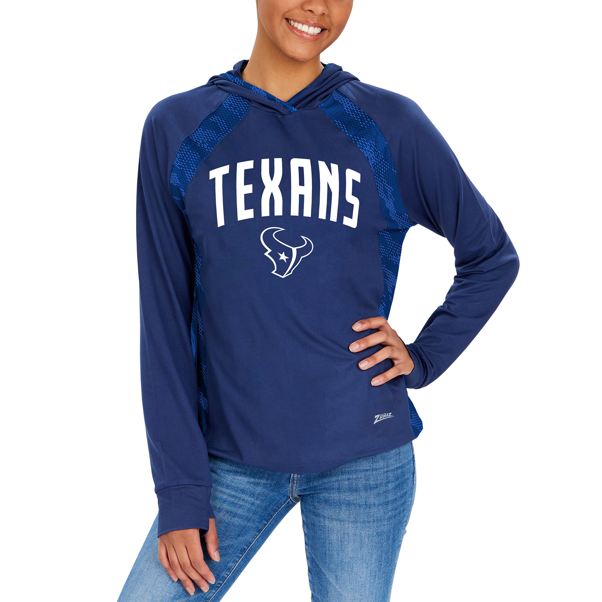 Zubaz NFL Women's Houston Texans Elevated Hoodie W/ Tonal Viper Print